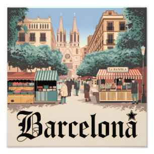 Barcelona Spanien Vintag Fotodruck