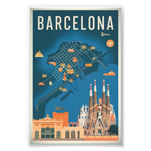 Barcelona Spanien Vintag Fotodruck (Vorne)