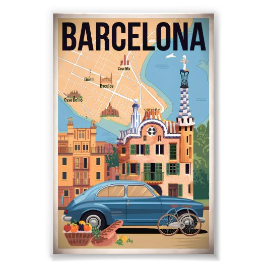 Barcelona Spanien Vintag Fotodruck (Vorne)