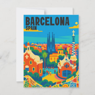 Barcelona Spanien Vintag Gaudi Stadt Postkarte