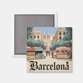 Barcelona Spanien Vintag Magnet (Vorderseite/Rückseite)