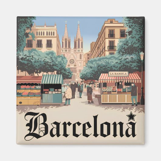 Barcelona Spanien Vintag Magnet (Vorne)