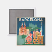 Barcelona Spanien Vintag Magnet (Vorderseite/Rückseite)