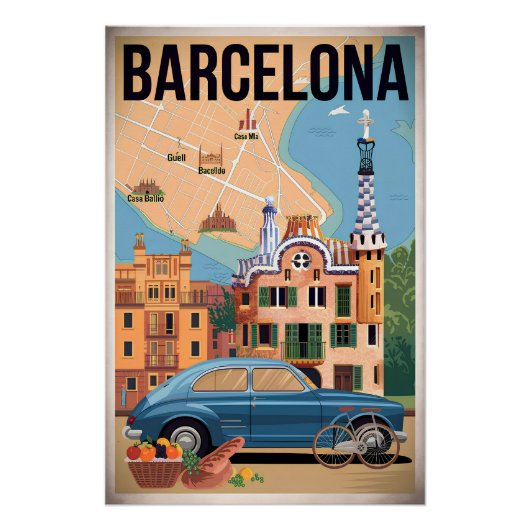 Barcelona Spanien Vintag Poster (Vorderseite)