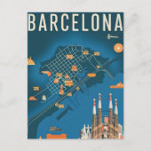 Barcelona Spanien Vintag Postkarte (Vorderseite)