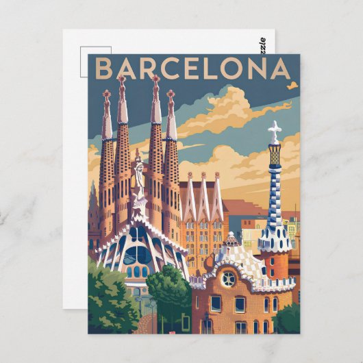 Barcelona Spanien Vintag Postkarte (Vorne/Hinten)