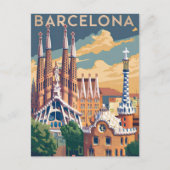 Barcelona Spanien Vintag Postkarte (Vorderseite)