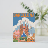 Barcelona Spanien Vintag Postkarte (Stehend Vorderseite)