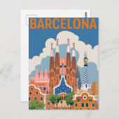 Barcelona Spanien Vintag Postkarte (Vorne/Hinten)