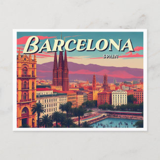 BARCELONA SPANIEN VINTAG POSTKARTE