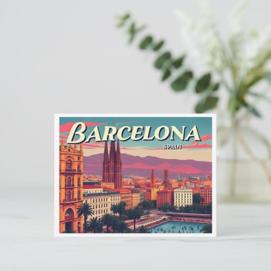 BARCELONA SPANIEN VINTAG POSTKARTE (Stehend Vorderseite)