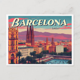 BARCELONA SPANIEN VINTAG POSTKARTE