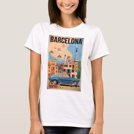 Barcelona Spanien Vintag T-Shirt (Vorderseite)