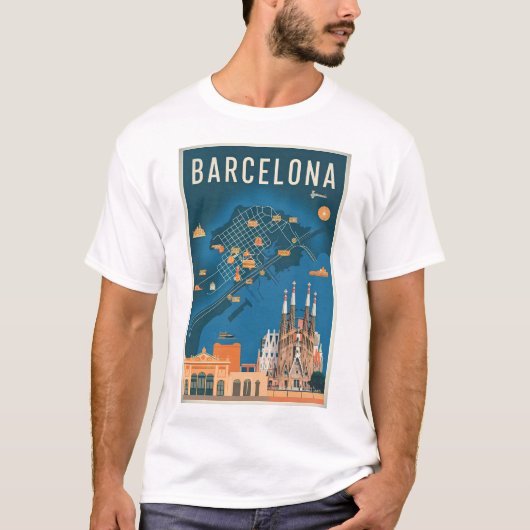 Barcelona Spanien Vintag T-Shirt (Vorderseite)