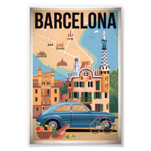 Barcelona Spanien vintage Fotodruck