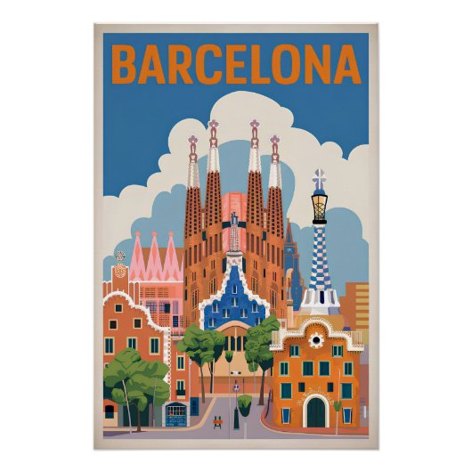 Barcelona Spanien vintage Poster (Vorderseite)