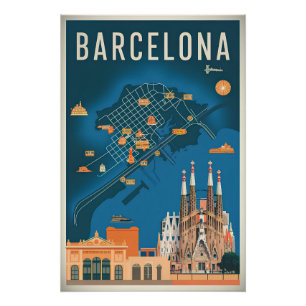 Barcelona Spanien vintage Poster