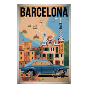 Barcelona Spanien vintage Poster