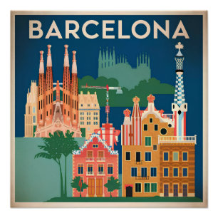 Barcelona Spanien vintage Poster