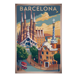 Barcelona Spanien vintage Poster