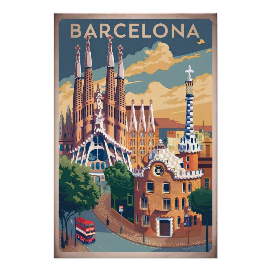 Barcelona Spanien vintage Poster (Vorderseite)