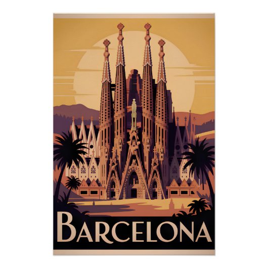 Barcelona Spanien vintage Poster (Vorderseite)