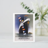 Barcelona Spanien Vintage Poster 1944 Postkarte (Stehend Vorderseite)