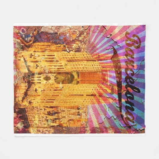 Barcelona, Spanien, Vintage Poster Fleecedecke (Vorderseite (Horizontal))