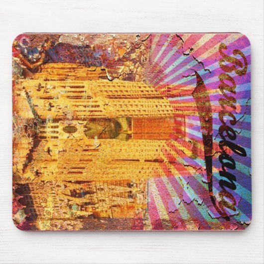 Barcelona, Spanien, Vintage Poster Mousepad (Vorne)