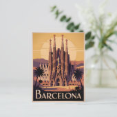 Barcelona Spanien vintage Postkarte (Stehend Vorderseite)