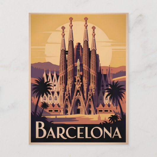 Barcelona Spanien vintage Postkarte (Vorderseite)