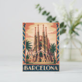 Barcelona Spanien vintage Postkarte (Stehend Vorderseite)