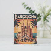 Barcelona Spanien vintage Postkarte (Stehend Vorderseite)
