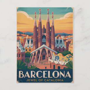 Barcelona Spanien vintage Postkarte