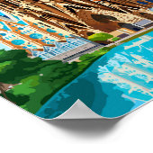 Barcelona Spanien Vintage Reise Illustration Poster (Ecke)