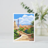 Barcelona Spanien Vintage Reise Illustration Postkarte (Stehend Vorderseite)