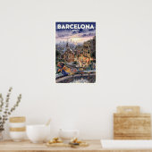 Barcelona Spanien Vintage Reise Poster (Küche)