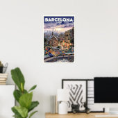 Barcelona Spanien Vintage Reise Poster (Heimbüro)