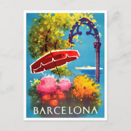 Barcelona Spanien Vintage Reise Postkarte