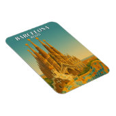 Barcelona Spanien Vintage Reisen Abstrakt Magnet (Rechte Seite)