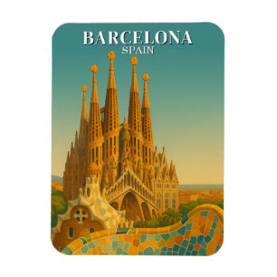 Barcelona Spanien Vintage Reisen Abstrakt Magnet