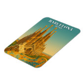 Barcelona Spanien Vintage Reisen Abstrakt Magnet (Linke Seite)