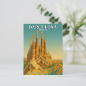 Barcelona Spanien Vintage Reisen Abstrakt Postkarte (Stehend Vorderseite)