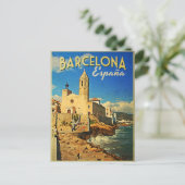 Barcelona Spanien Vintage Reisen Postkarte (Stehend Vorderseite)
