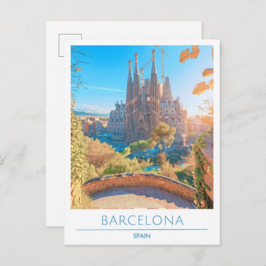 Barcelona Spanien Vintage Reisen Postkarte (Vorne/Hinten)