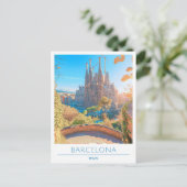 Barcelona Spanien Vintage Reisen Postkarte (Stehend Vorderseite)