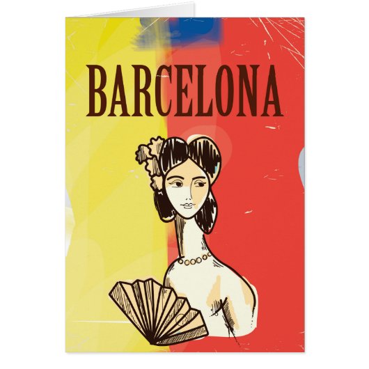Barcelona Spanien Vintage Reiseplakat (Vorne)
