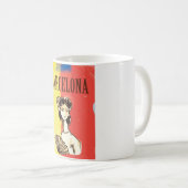 Barcelona Spanien Vintage Reiseplakat Kaffeetasse (VorderseiteRechts)