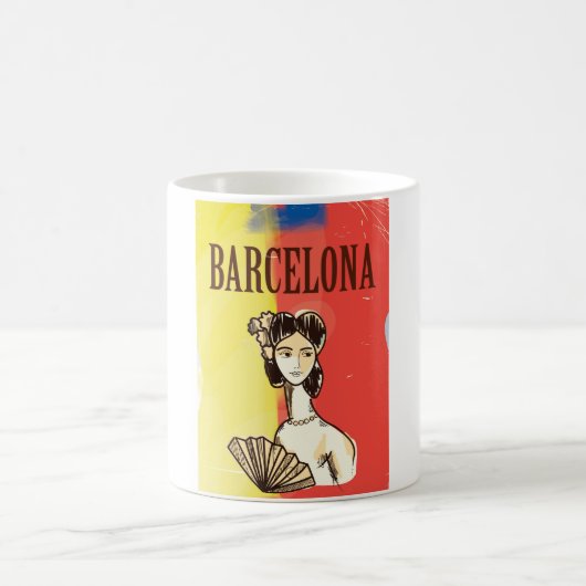 Barcelona Spanien Vintage Reiseplakat Kaffeetasse (Mittel)
