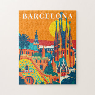 Barcelona Spanien Vintage-Reisepuzzle Puzzle